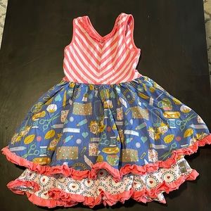 Matilda Jane sewing print ruffled dress